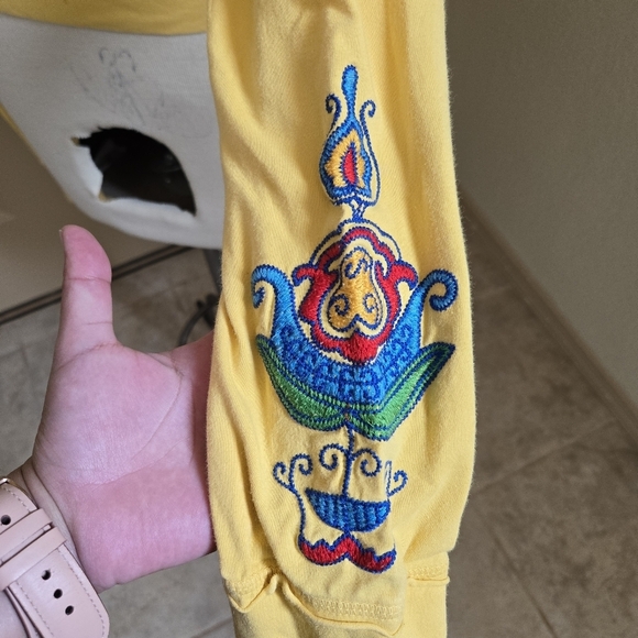 Johnny Was Papillon Bird Butterfly Embroidered Yellow Zip Up Hoodie S Rare - Picture 7 of 13